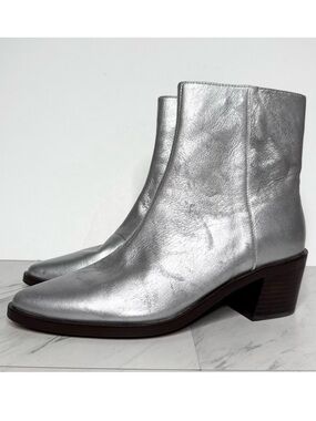Madewell The Darcy Silver Leather Bootie 9 1/2